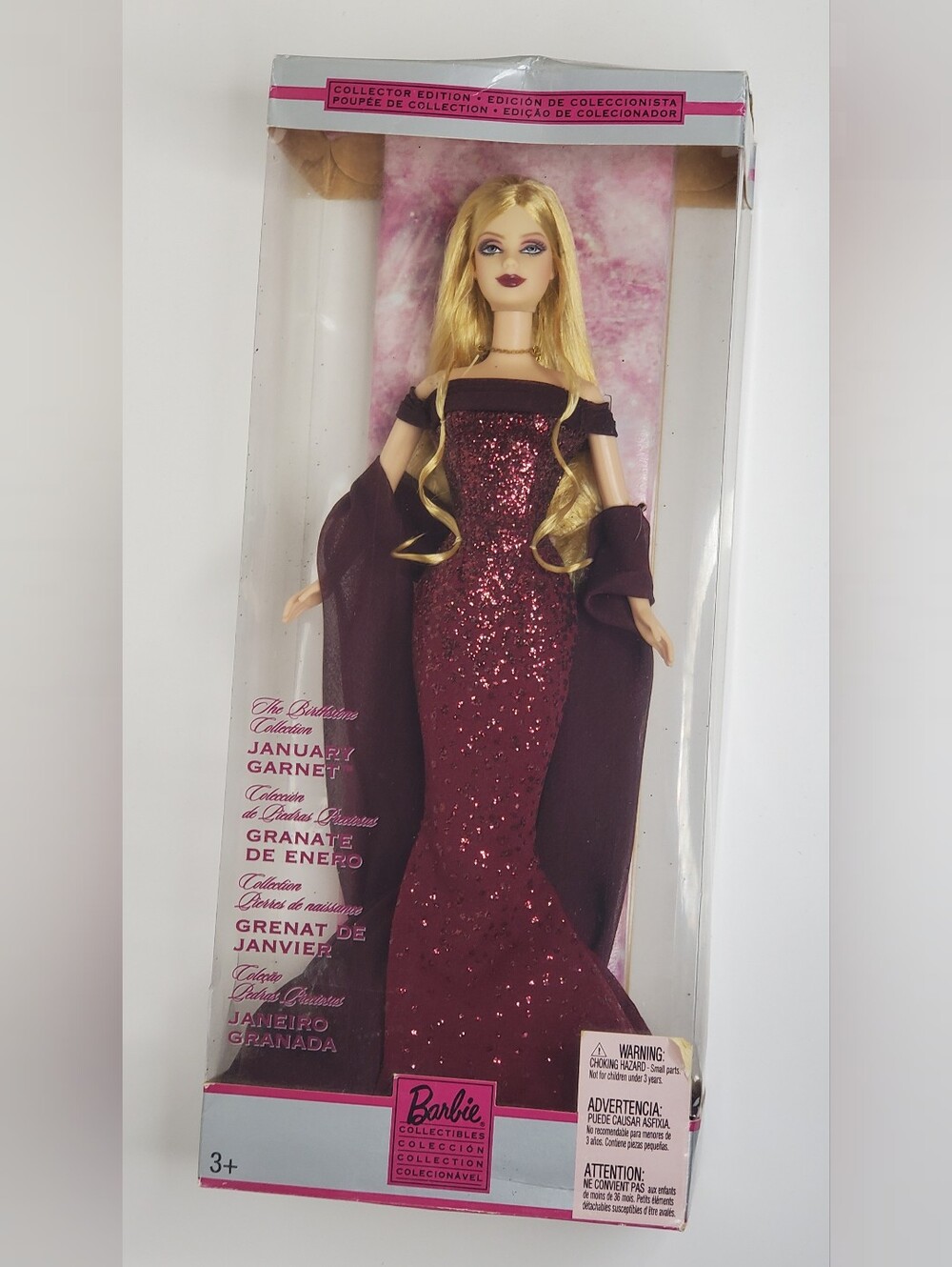 Vintage Mattel:  Collector Edition 2002 Birthday Barbie - 12"  January, Garnet